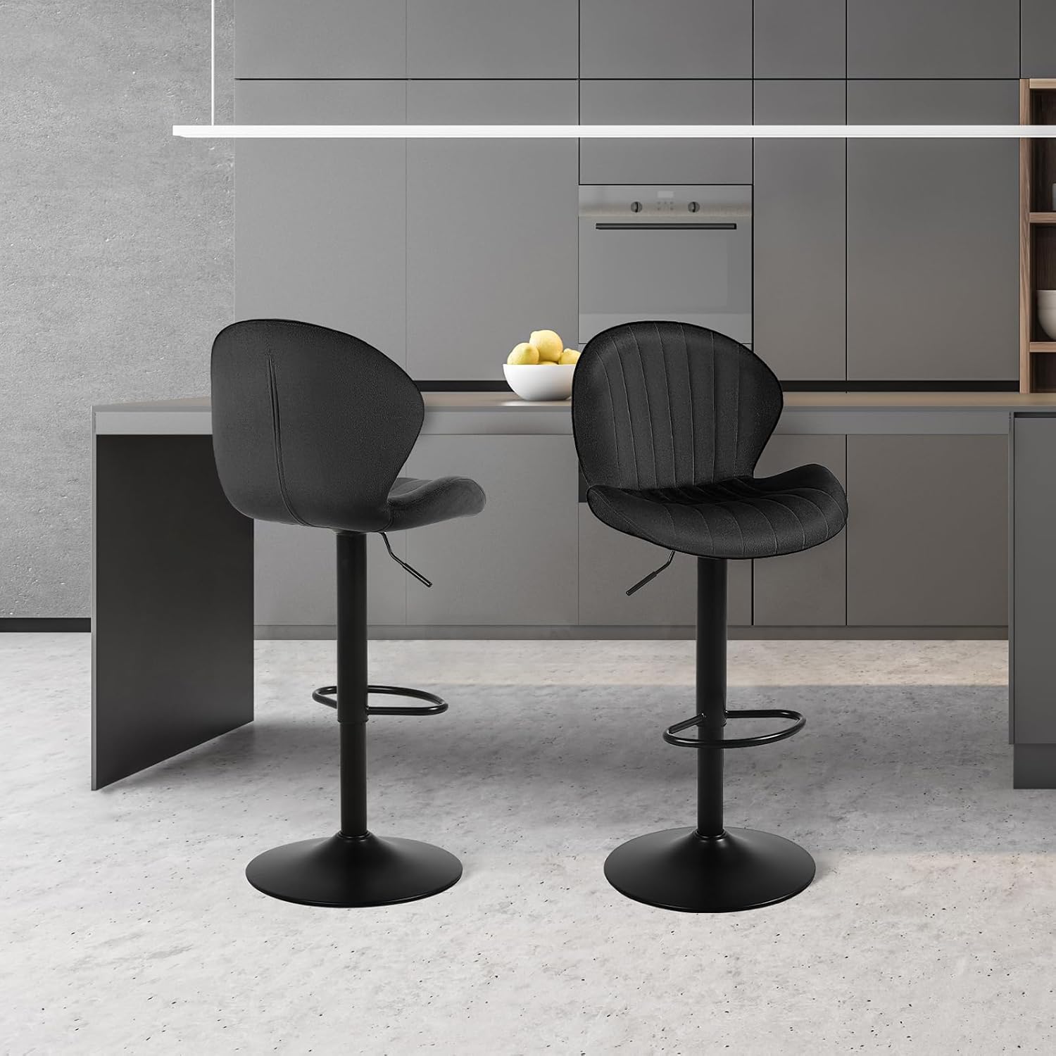 Youhauchair Juego de 2 taburetes de bar modernos, taburetes de bar giratorios de altura ajustable de terciopelo, sillas de encimera de isla de