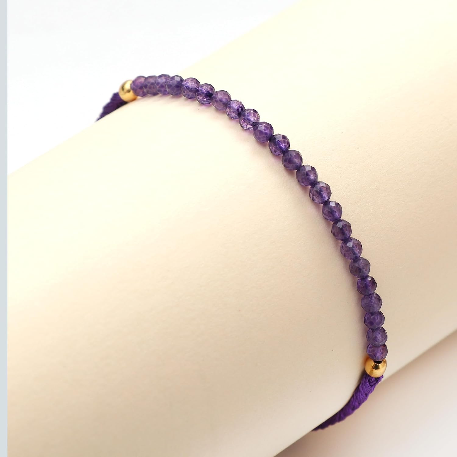 Gempires Mother’s Day Gift Natural Purple Amethyst Braided Bracelet, February Birthstone Bracelet, Gemstone Bracelets Gift For Women (Amethyst)