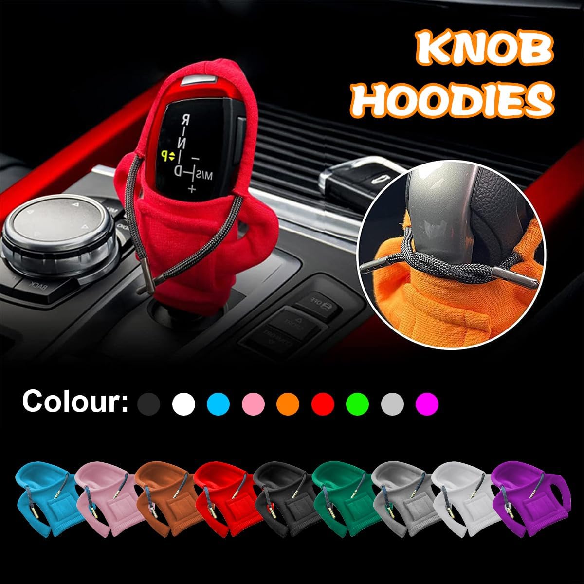 Funda para pomo de palanca de cambios de automóvil, suéter de moda y diseño de camisa con capucha, bonitos accesorios interiores automotrices,