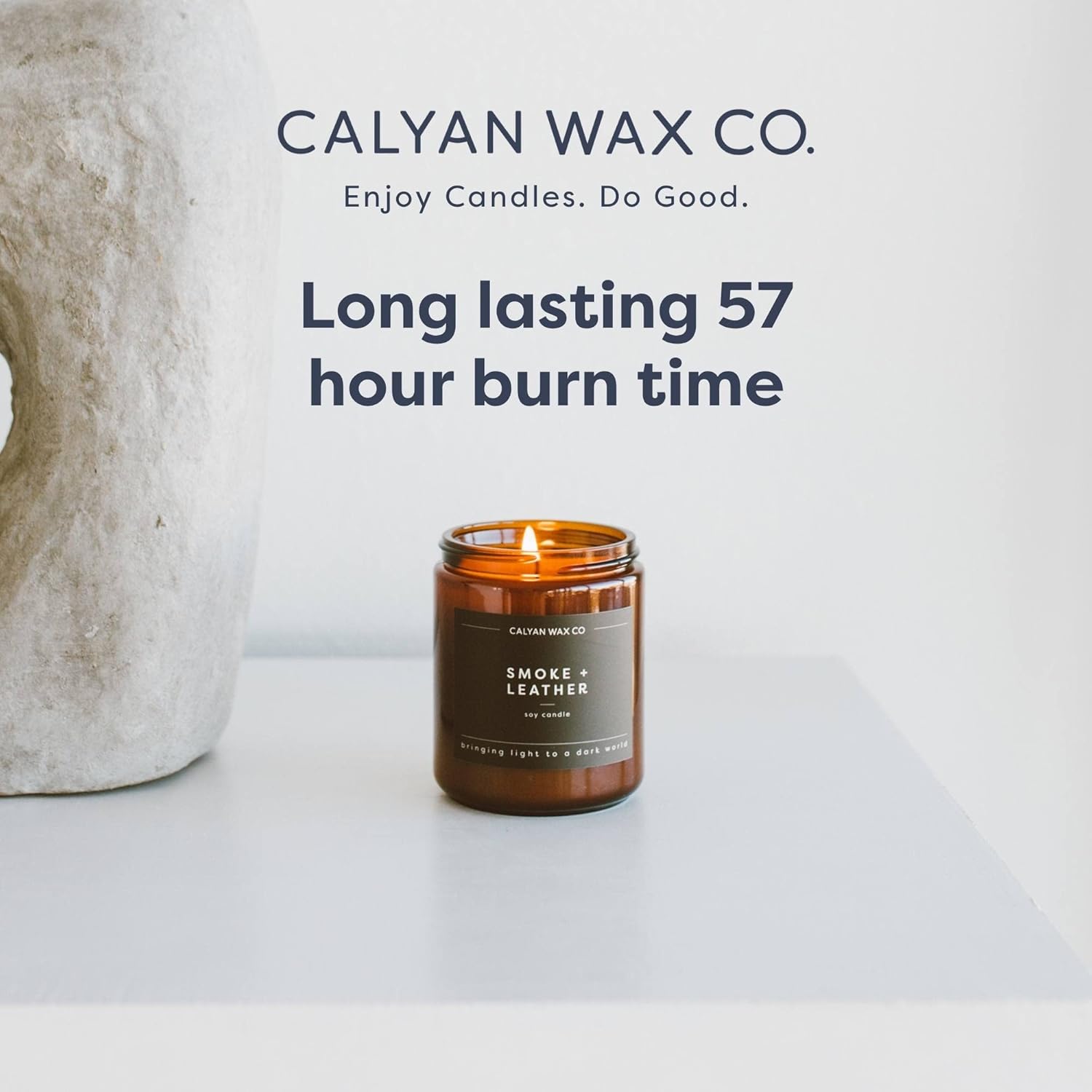 Calyan Wax Co. Vela de cera de soja, vela perfumada de limón + salvia, 57 horas de tiempo de combustión, velas de soja de aromaterapia, cera de soja