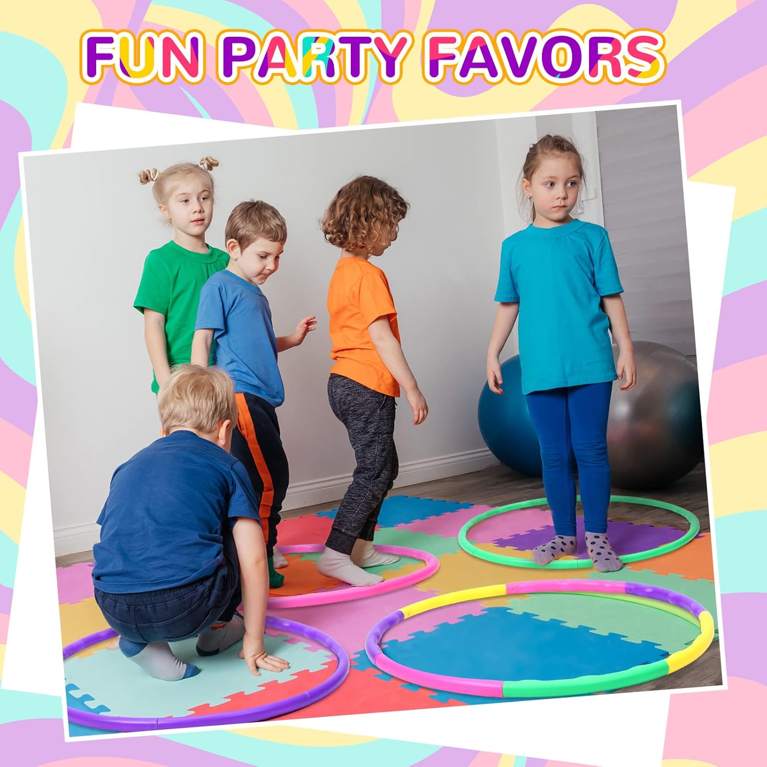Sratte 12 aros de juguete para niños, aro de juguete desmontable ajustable de color, círculos de plástico para niños, adolescentes, gimnasia, equipo