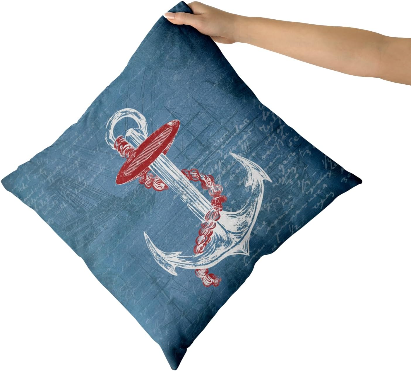 Juego de 2 fundas de almohada náuticas de color azul marino, juego de 2 fundas de cojín decorativas para exteriores, fundas de cojín decorativas