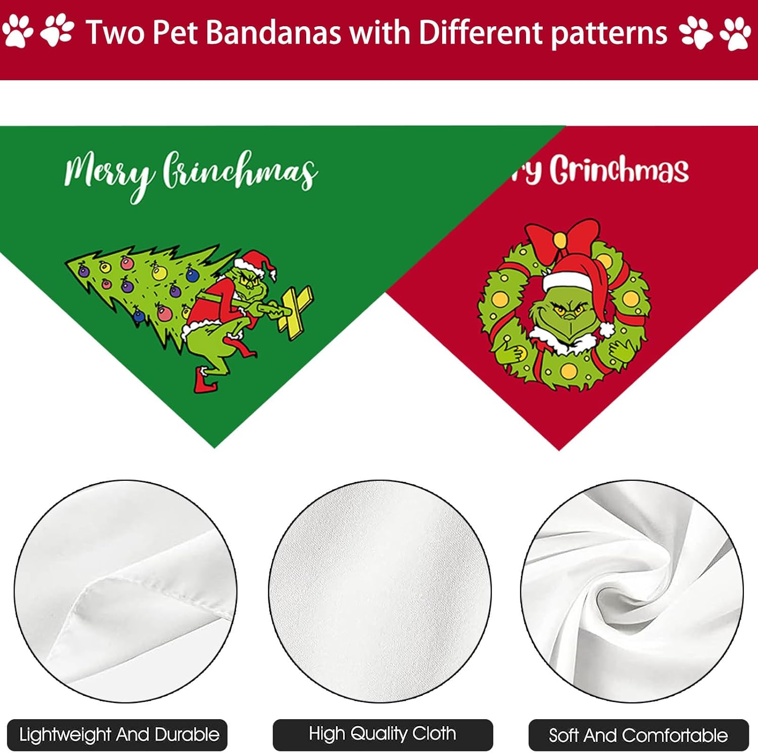 Bandana de Navidad para perro, paquete de 2 unidades, ajustable, para fiestas, cumpleaños, mascotas, bandana triangular, baberos, juego de bufanda