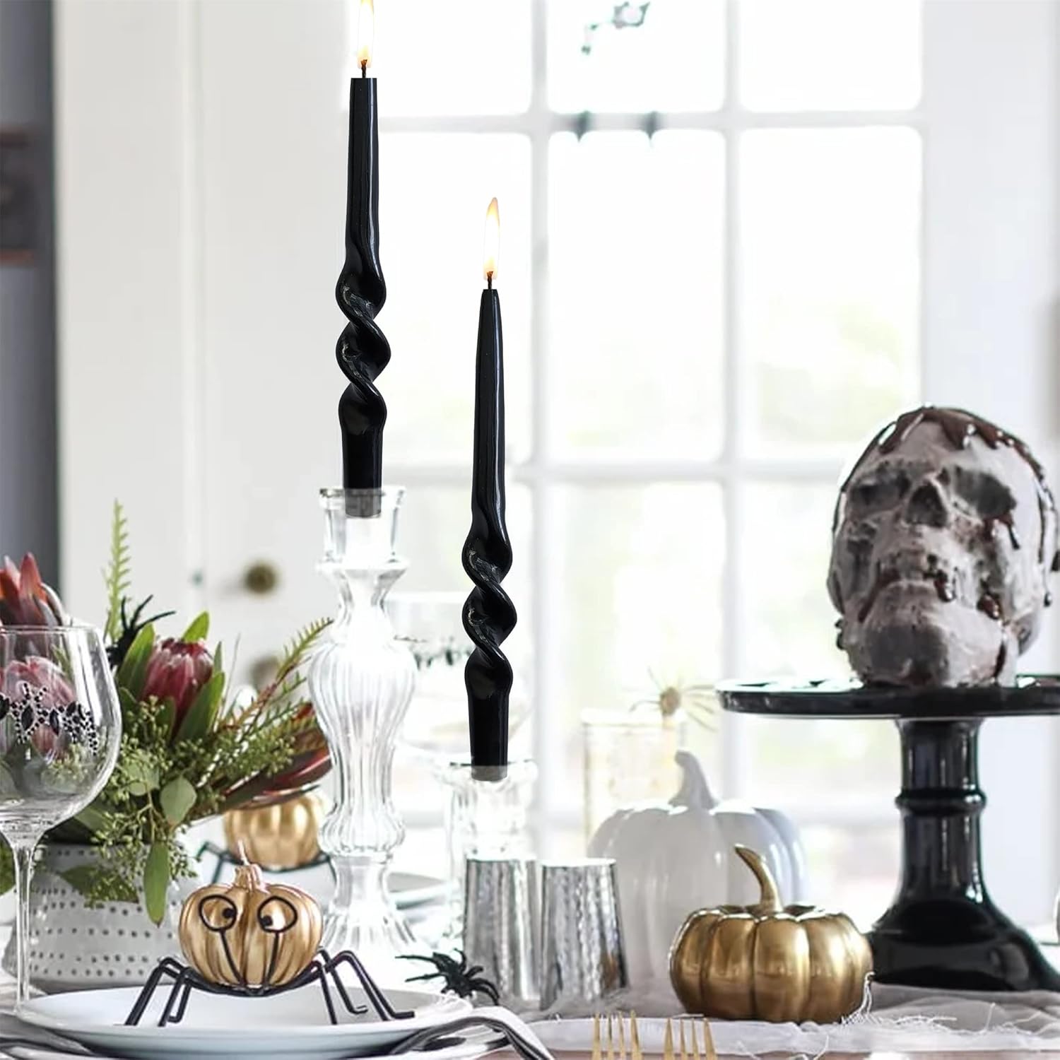 Black Candles – Velas cónicas de Halloween en espiral, sin perfume, velas torcidas de 9 pulgadas para Halloween, Navidad, decoración del hogar,