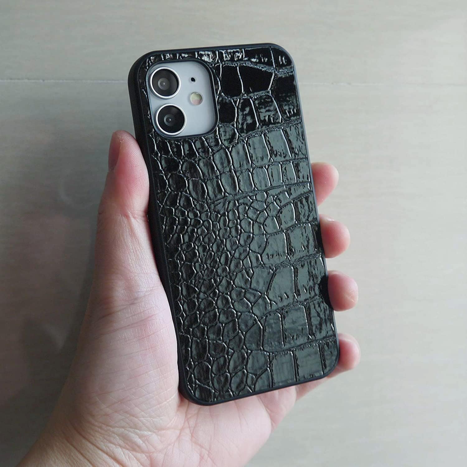 Funda para iPhone 13 Pro Max para mujer, funda de piel sintética de cocodrilo, moda clásica para iPhone13 Pro Max de 6.7 pulgadas, color negro