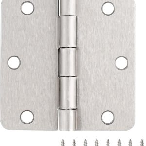 Knobonly Bisagras de puerta de níquel cepillado de 3.5 x 3.5 pulgadas con esquinas redondeadas de radio de 14 pulgadas, paquete de 6 Knobonly Bisagras de puerta de níquel cepillado de 3.5 x 3.5 pulgadas con esquinas redondeadas de radio de 14 pulgadas, paquete de 6