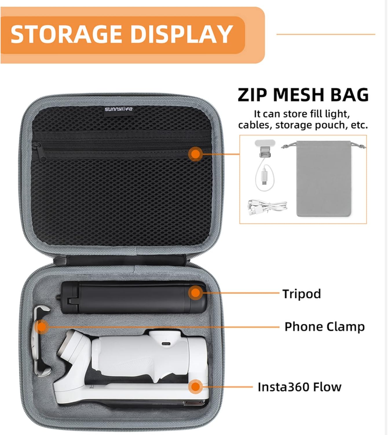 Bolsa compatible con Insta360 Flow, funda de transporte compatible con Insta360 Flow