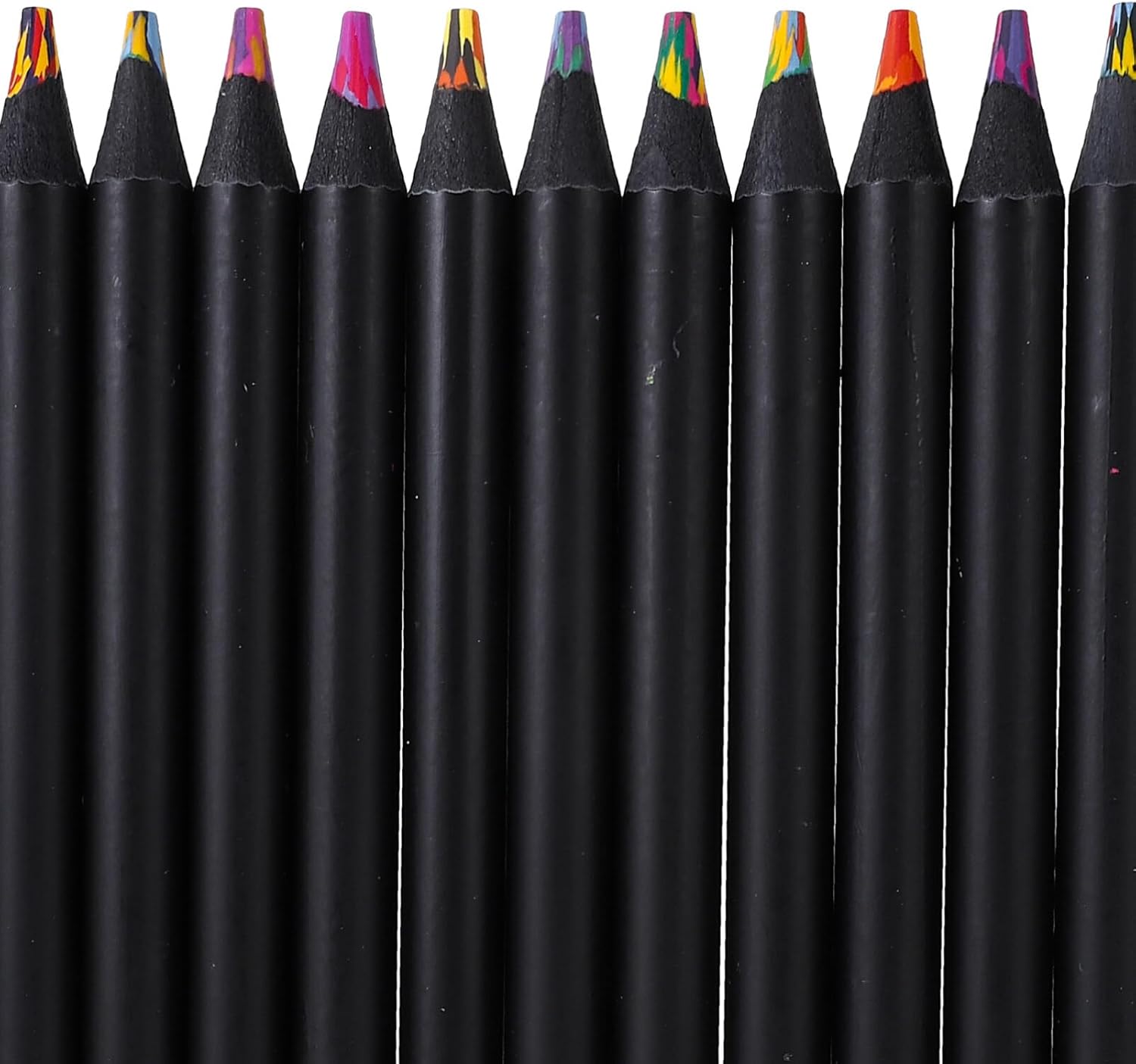 NUOBESTY Lápices de color, 12 unidades, color negro, arco iris, de madera, 12 colores, para dibujar, colorear, bocetos, sombreado, colorear, juego