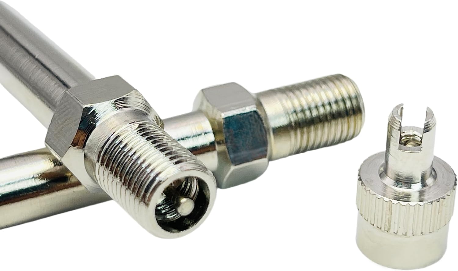 Extensores de vástago de válvula de doble rueda de 3 pulgadas, juego de 2 piezas, resistentes, de metal recto, 3.150 in, extensiones de vástago de