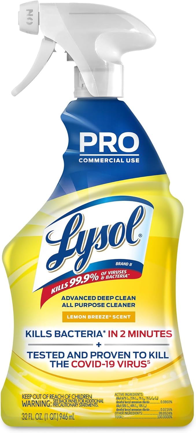 Lysol Limpiador multiusos profesional, spray desinfectante y desinfectante avanzado de limpieza profunda, para uso comercial, uso para limpiar y