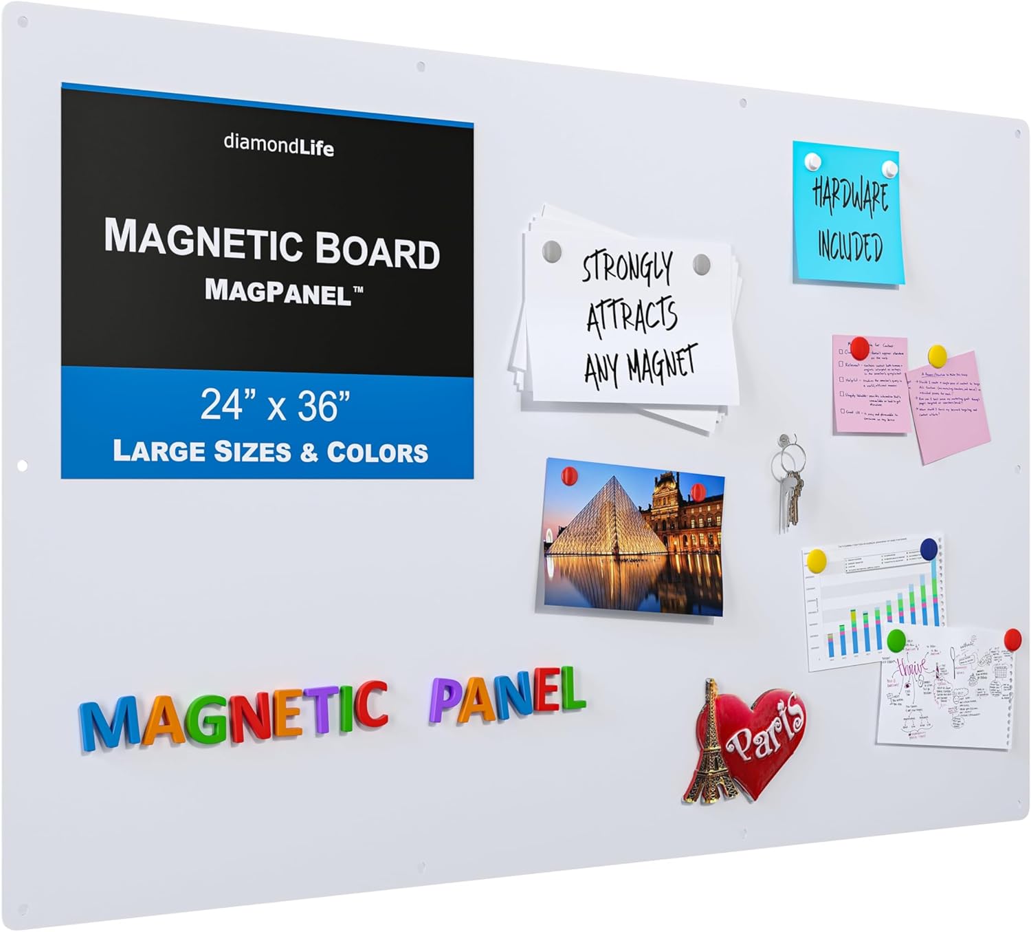 Tablero de pared magnético para la oficina y el hogar, tablero de anuncios grande, tablero magnético – 3 acabados incluidos. Pizarra blanca