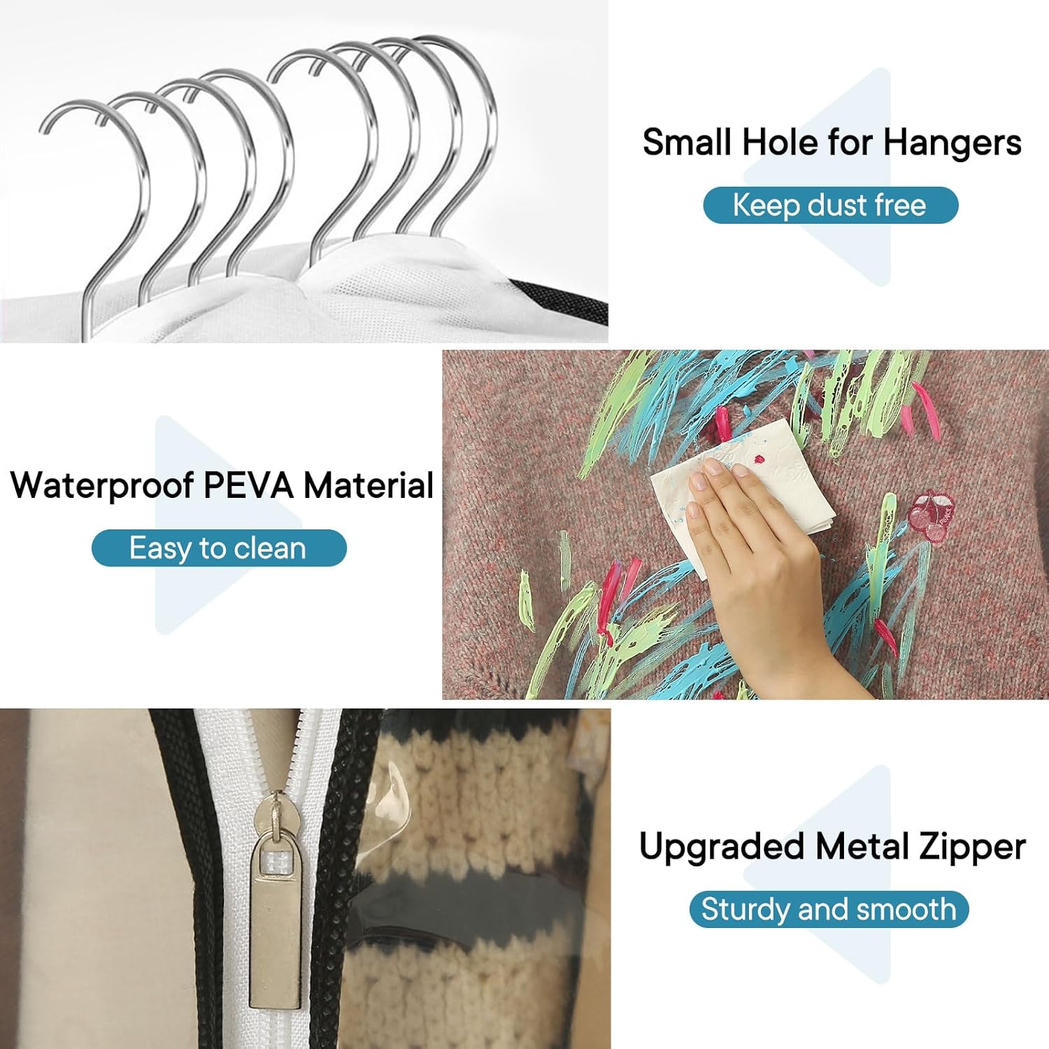 Paquete de 3 bolsas de ropa transparentes reforzadas de 10 pulgadas, bolsas de traje de 43 pulgadas para almacenamiento en el armario, bolsas de