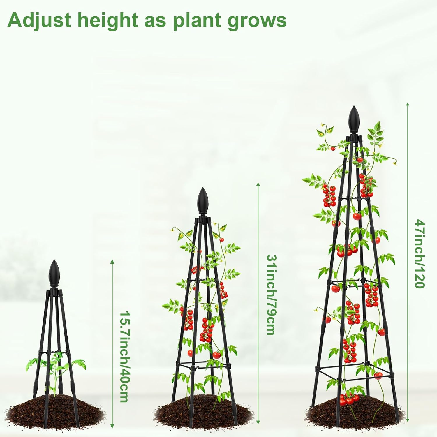 Enrejado de obelisco de jardín para plantas trepadoras, enrejado de jardín de 4 pies, enrejado de metal de obelisco de jardín, jaula de tomate