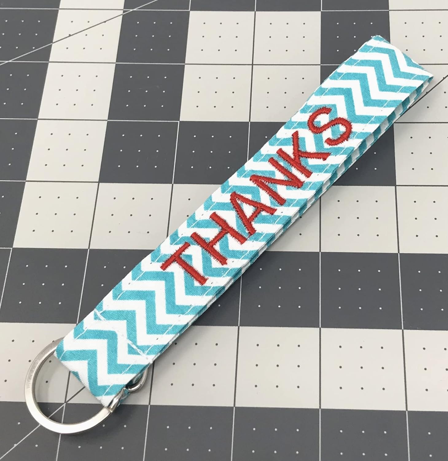 Personalize, Monogrammed, Customized Chevron Fabric Key fob Wristlet keychain with Keyring