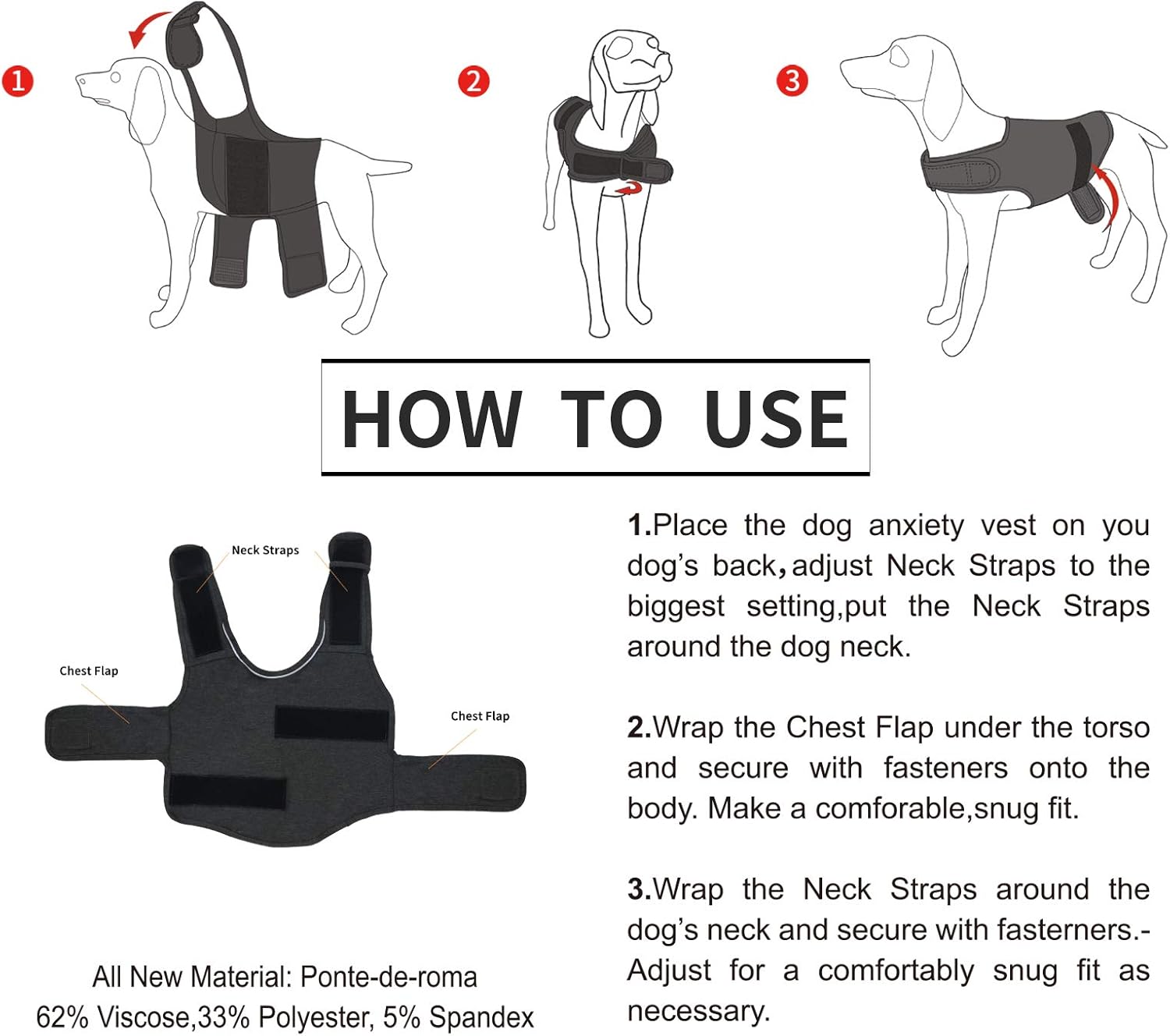 Abrigo cómodo para aliviar la ansiedad del perro, chaleco calmante para tormentas eléctricas, viajes, fuegos artificiales, visitas al veterinario,