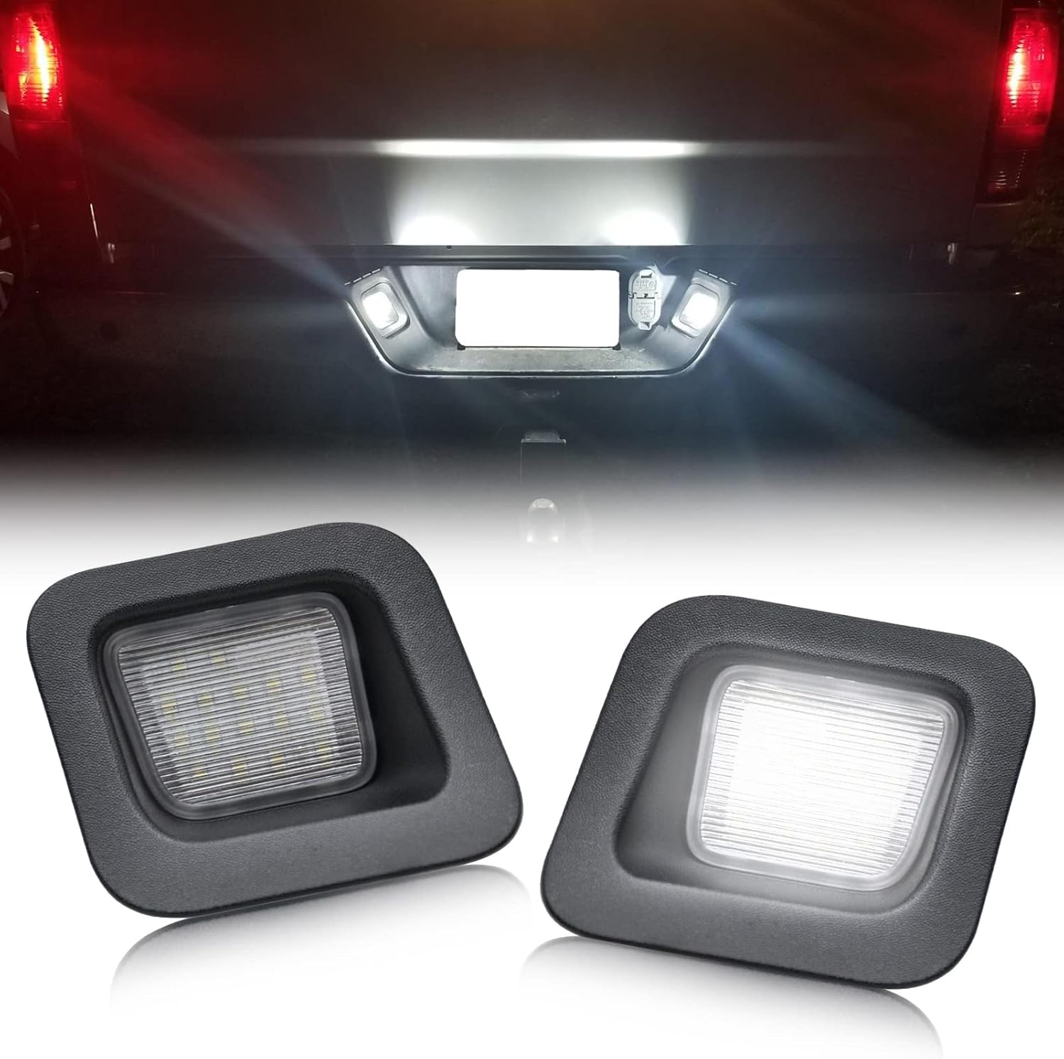 R&F Auto Luces LED de matrícula de repuesto para Ram 1500 2500 3500 (2003-2018)  Ram 1500 Classic (2019-2020), lente transparente alimentada por 40