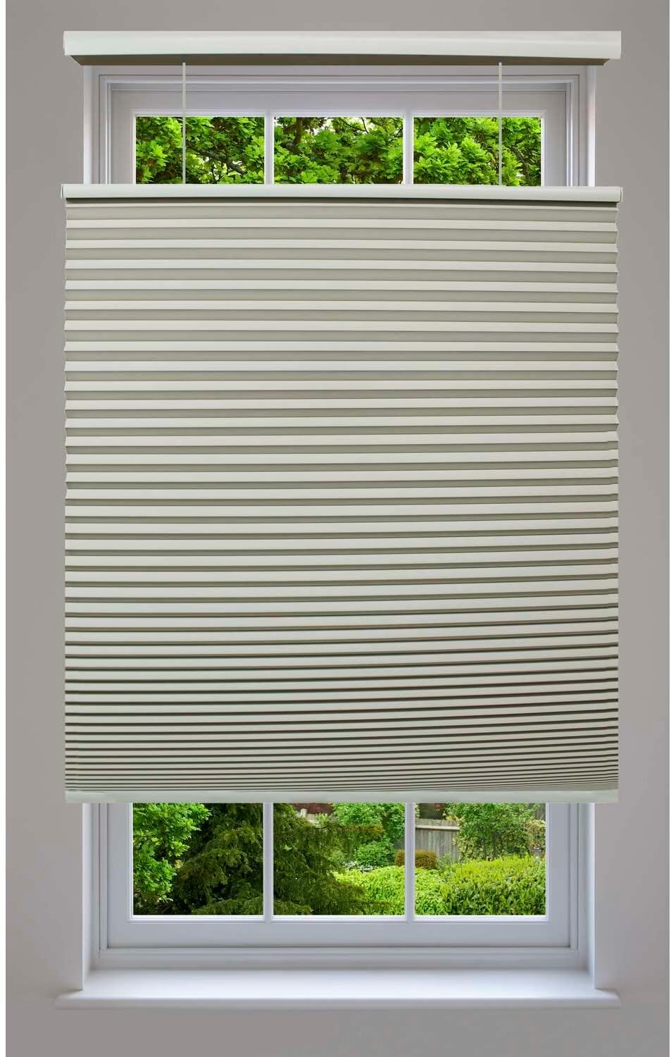 Linen Avenue Persiana opaca celular inalámbrica de arriba hacia arriba de abajo 57 12 pulgadas de ancho x 48 pulgadas de alto, gris oscuro (llega 14