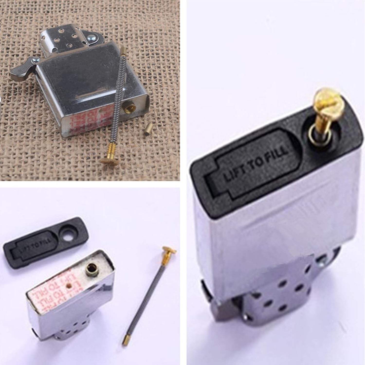 OLDENDO Kit de reparación de repuesto para encendedor Flints Tornillo Primavera Placa Base Accesorios para encendedor 4 piezas (Longitud 49 mm1.93