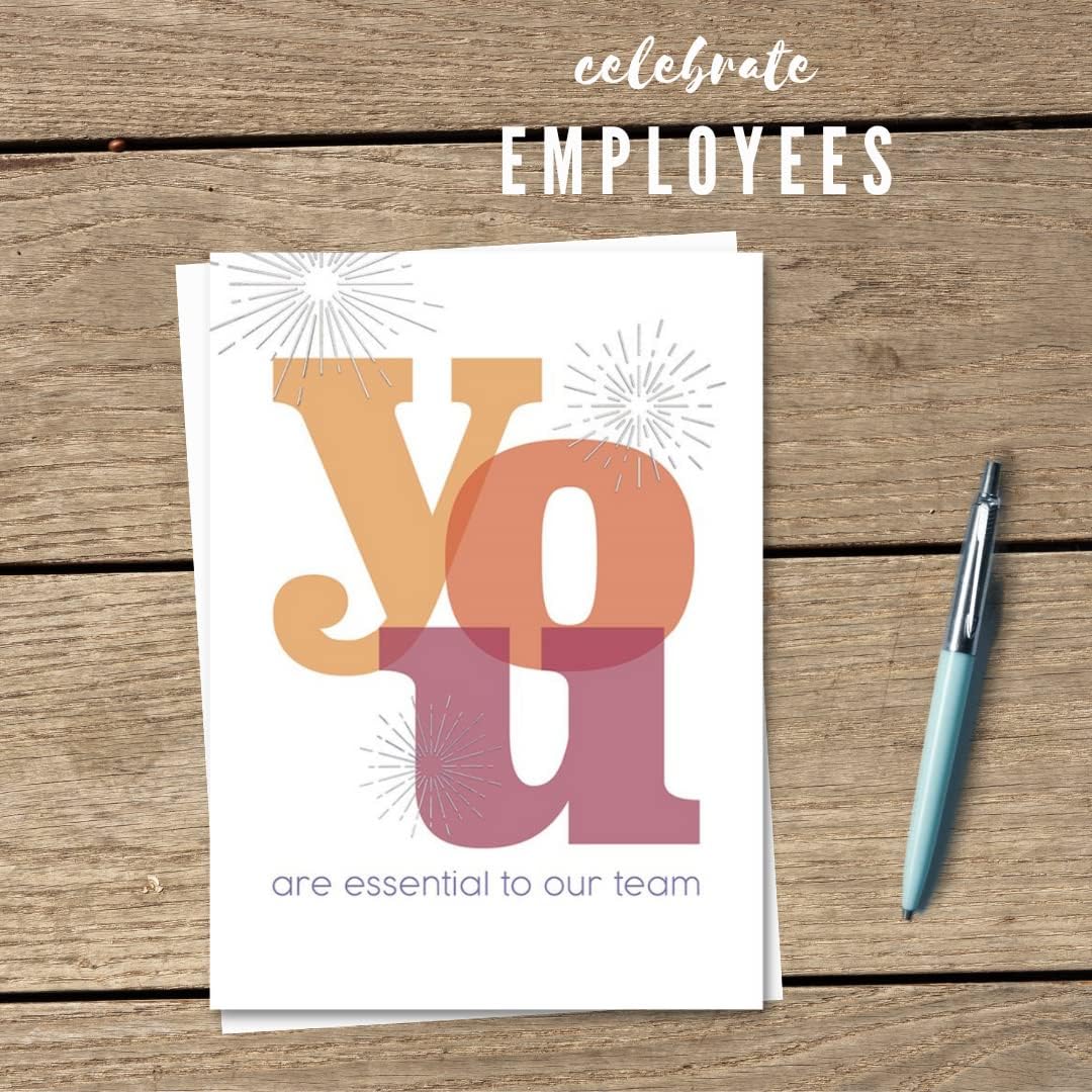 25 tarjetas de aniversario para empleados  Diseño You are Essential  26 sobres blancos  FSC Mix