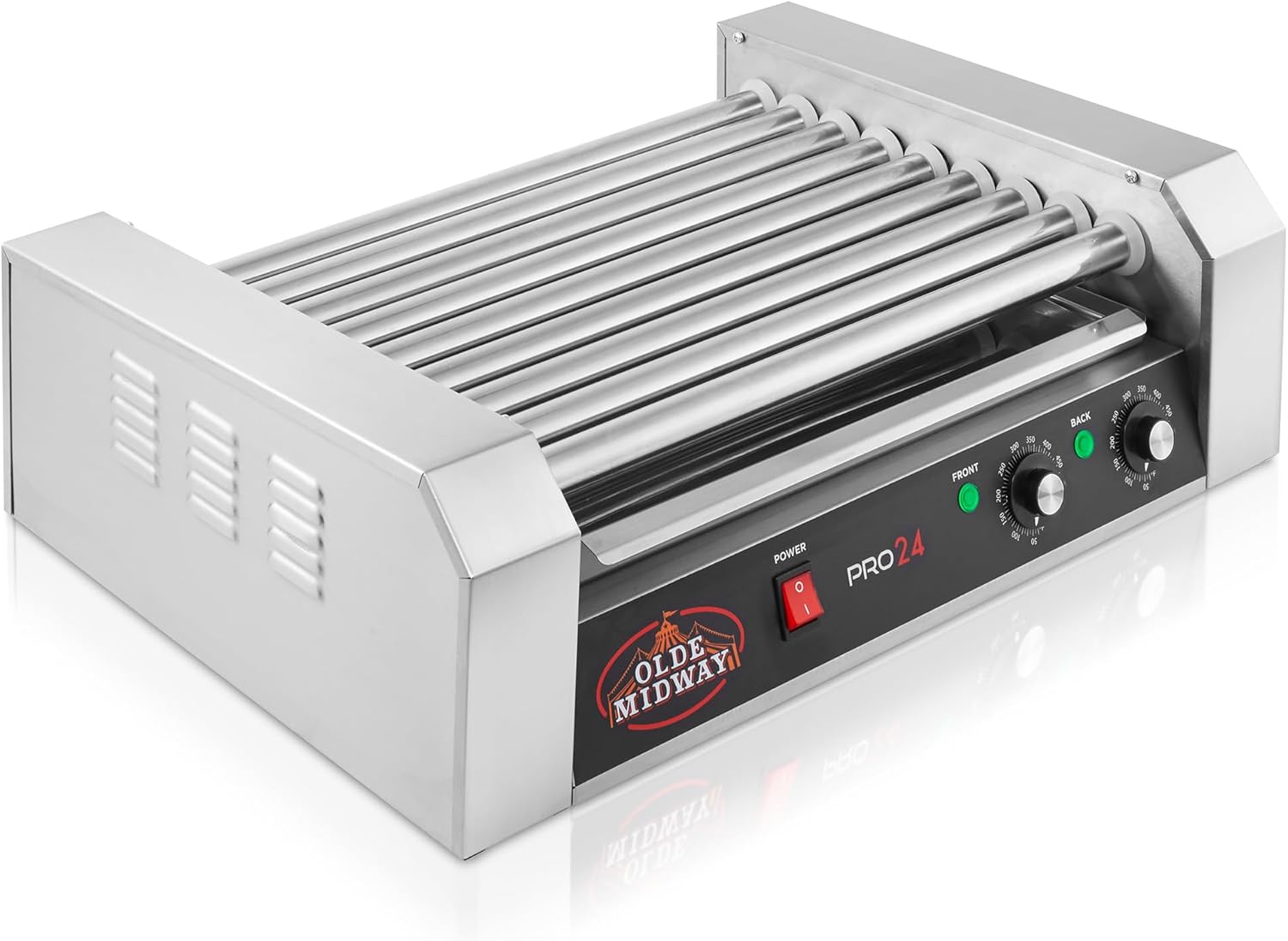 Olde Midway Máquina eléctrica 1200-Watt de la cocina de la parrilla del rodillo del perro caliente 9 del perro caliente 9 – grado comercial