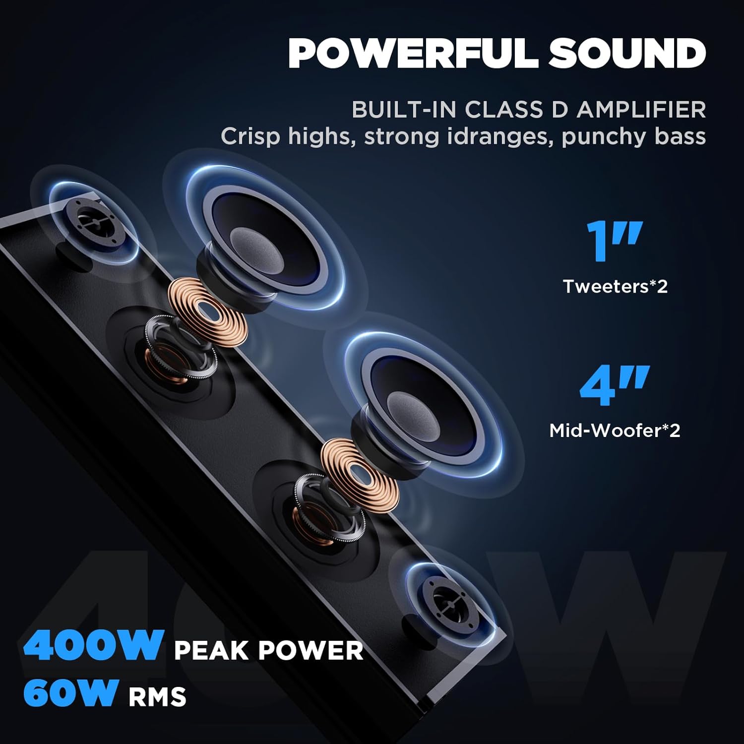 Barra de sonido UTV de 17 pulgadas, barra de sonido ATV Bluetooth con iluminación RGB, barra de sonido amplificada Powersports SXS, barra de sonido