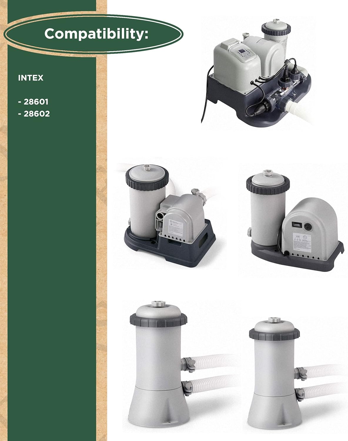 GALVANOX Paquete de 8 cartuchos de filtro de repuesto tipo H para bomba de piscina sobre el suelo Intex (C330, 29007E)
