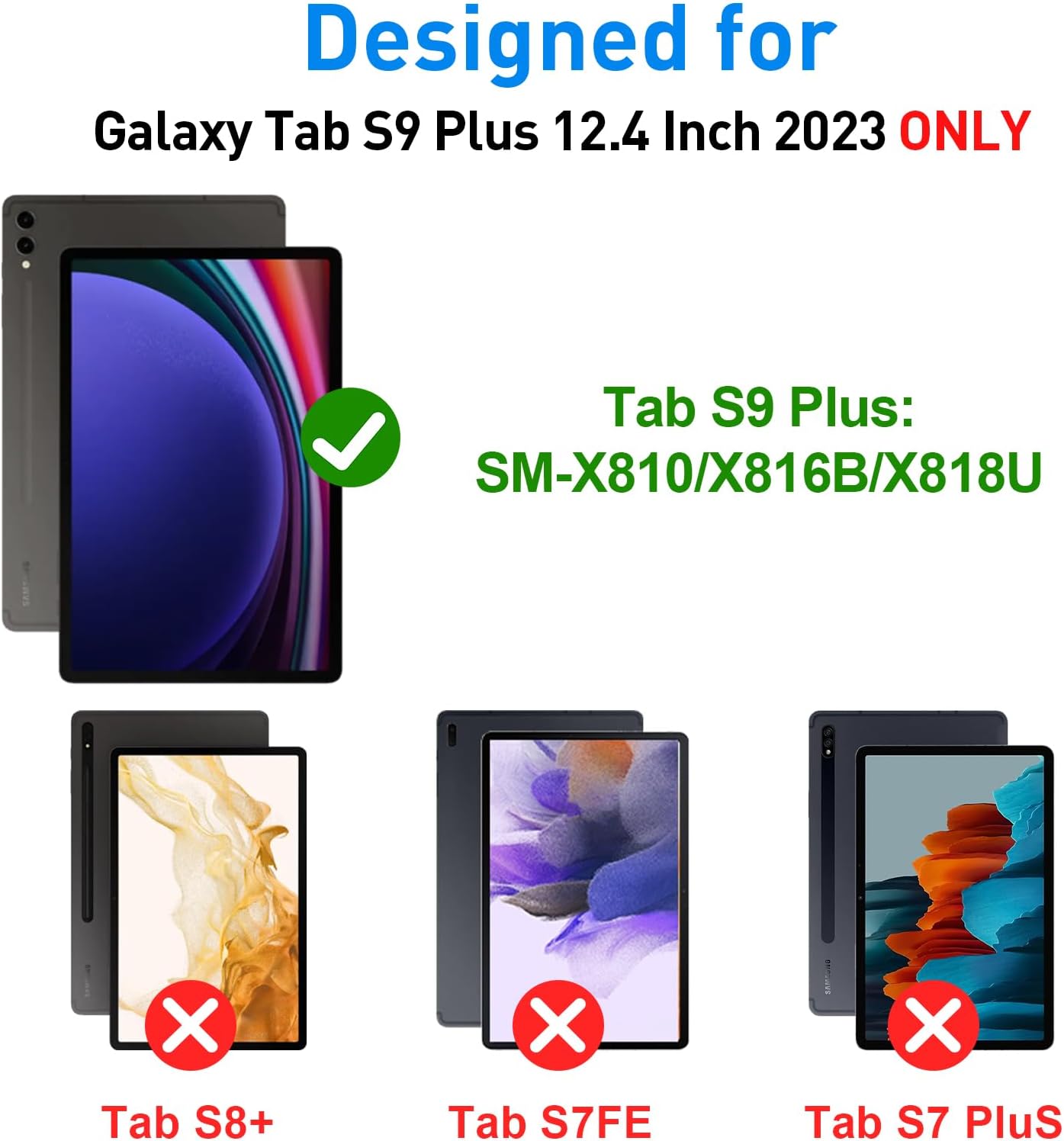 SUPFIVES Funda para Samsung Galaxy Tab S9 Plus de 12.4 pulgadas 2023 funda protectora militar mejorada a prueba de golpes para tableta S9 Plus 12.4