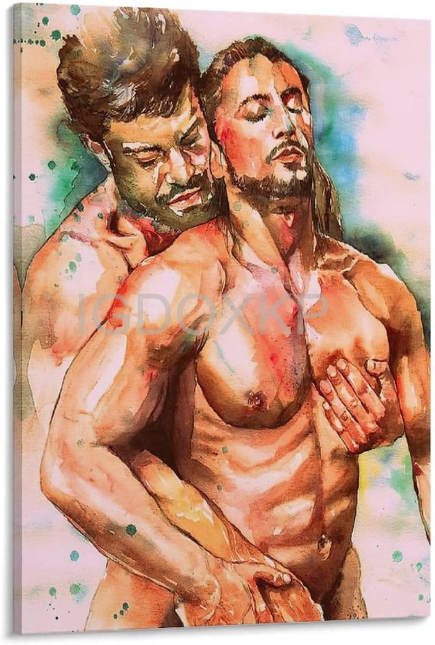 Póster de arte gay masculino masculino musculoso desnudo adulto arte abstracto (2) póster de lienzo para decoración de pared, pinturas para sala de