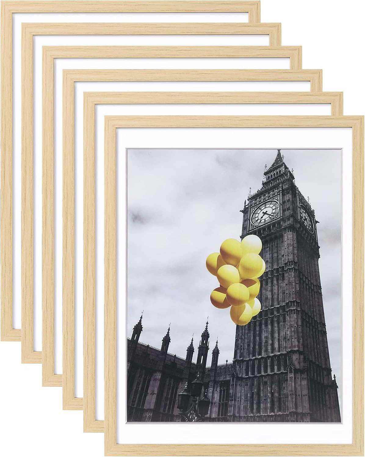 Juego de 6 marcos de fotos de 12 x 16 pulgadas con plexiglás, imágenes de 11 x 14 pulgadas con paspartú o de 12 x 16 pulgadas sin paspartú para mesa