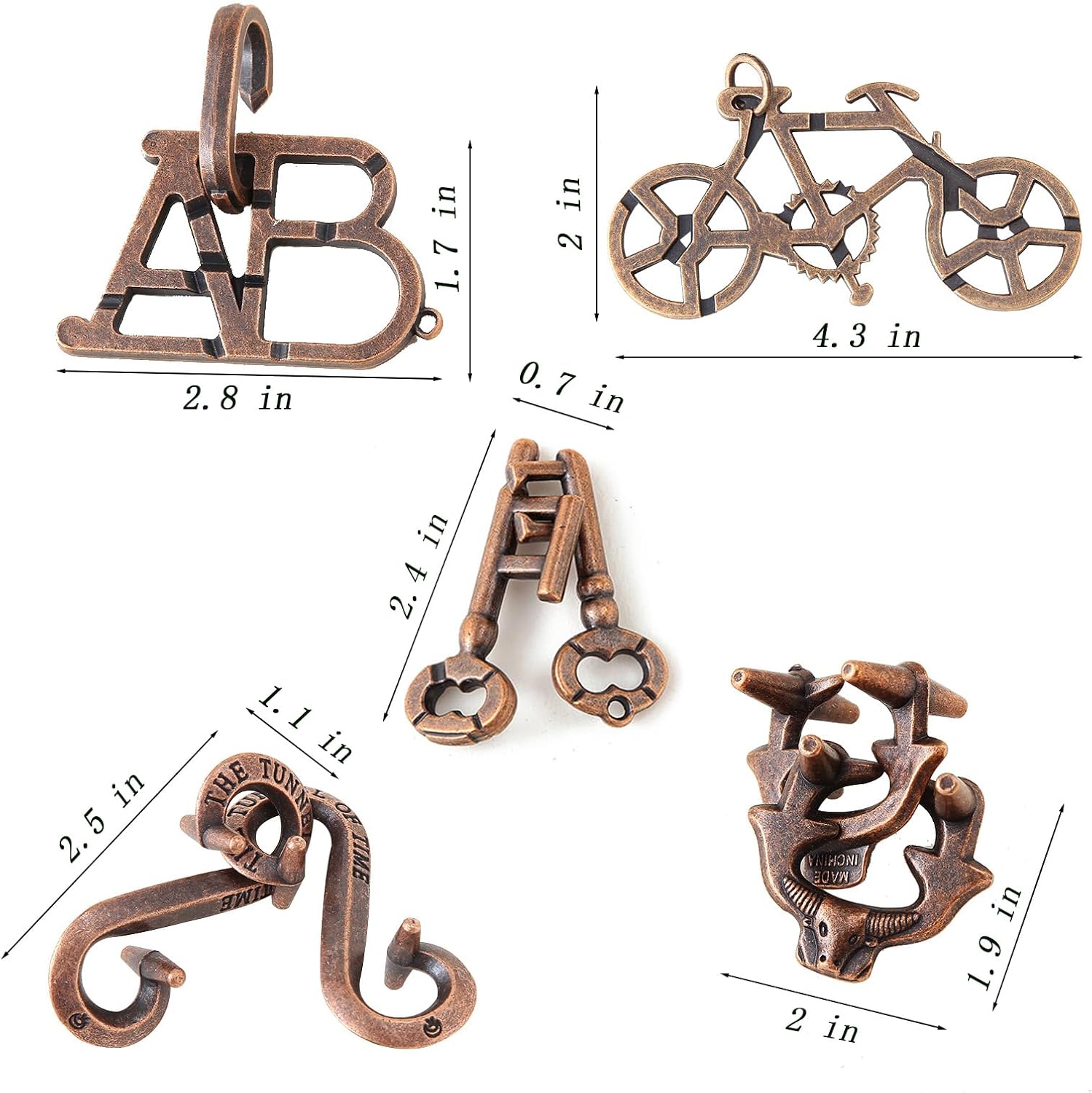 Rompecabezas de 5 piezas, rompecabezas de metal fundido, juguetes para niños y adultos, prueba de coeficiente intelectual, caja educativa para