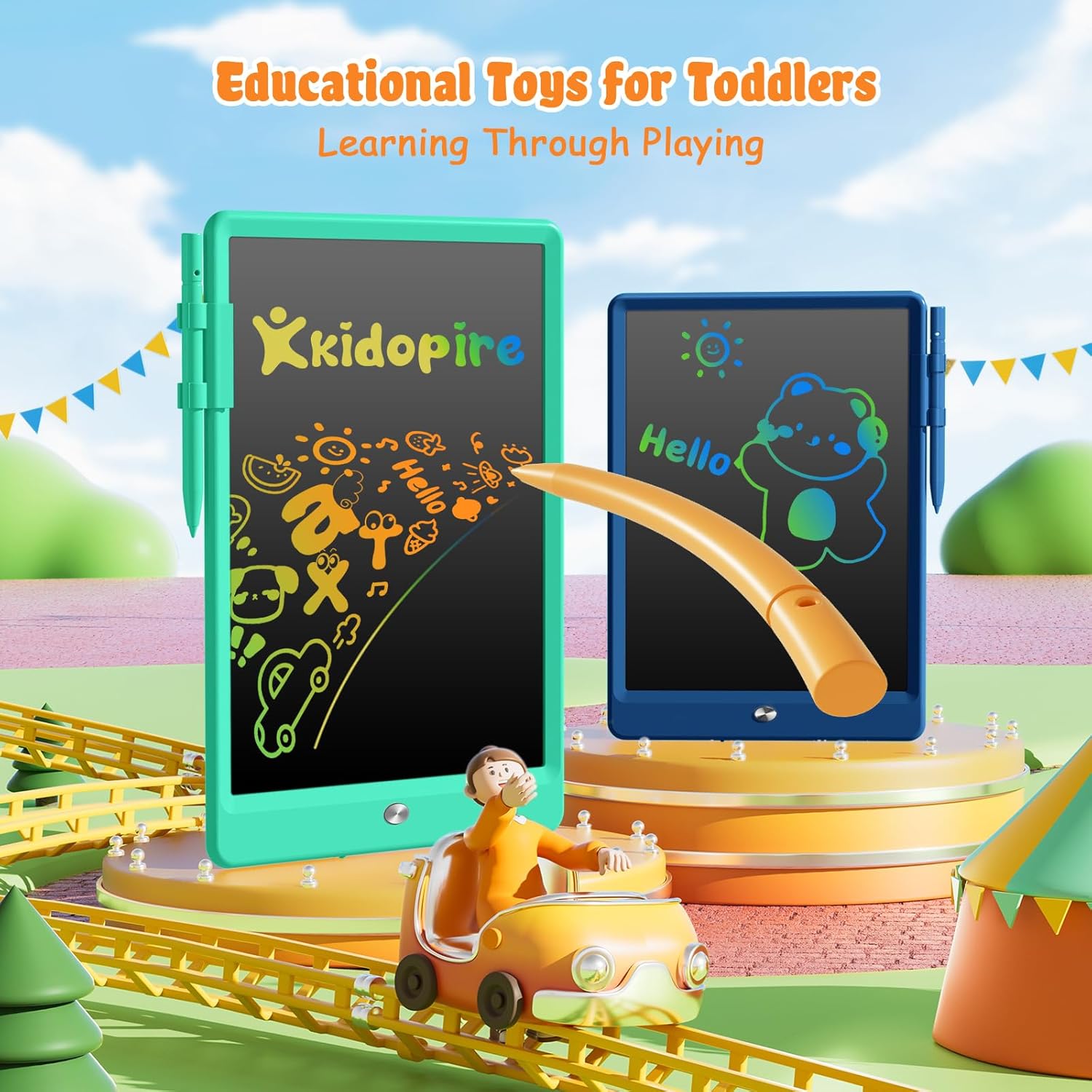 Tableta de escritura LCD para niños, 10 pulgadas, paquete de 2 almohadillas de dibujo, tableta de dibujo, tablero de garabatos, juguetes para niños
