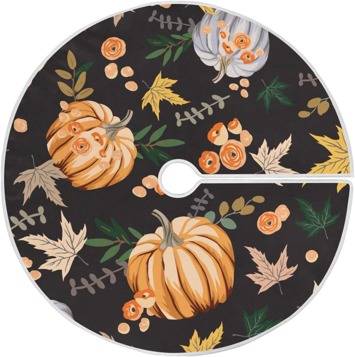 Falda de árbol de hojas de calabazas de otoño, falda de árbol suave, decoración de árbol, faldas de Navidad árboles de Navidad
