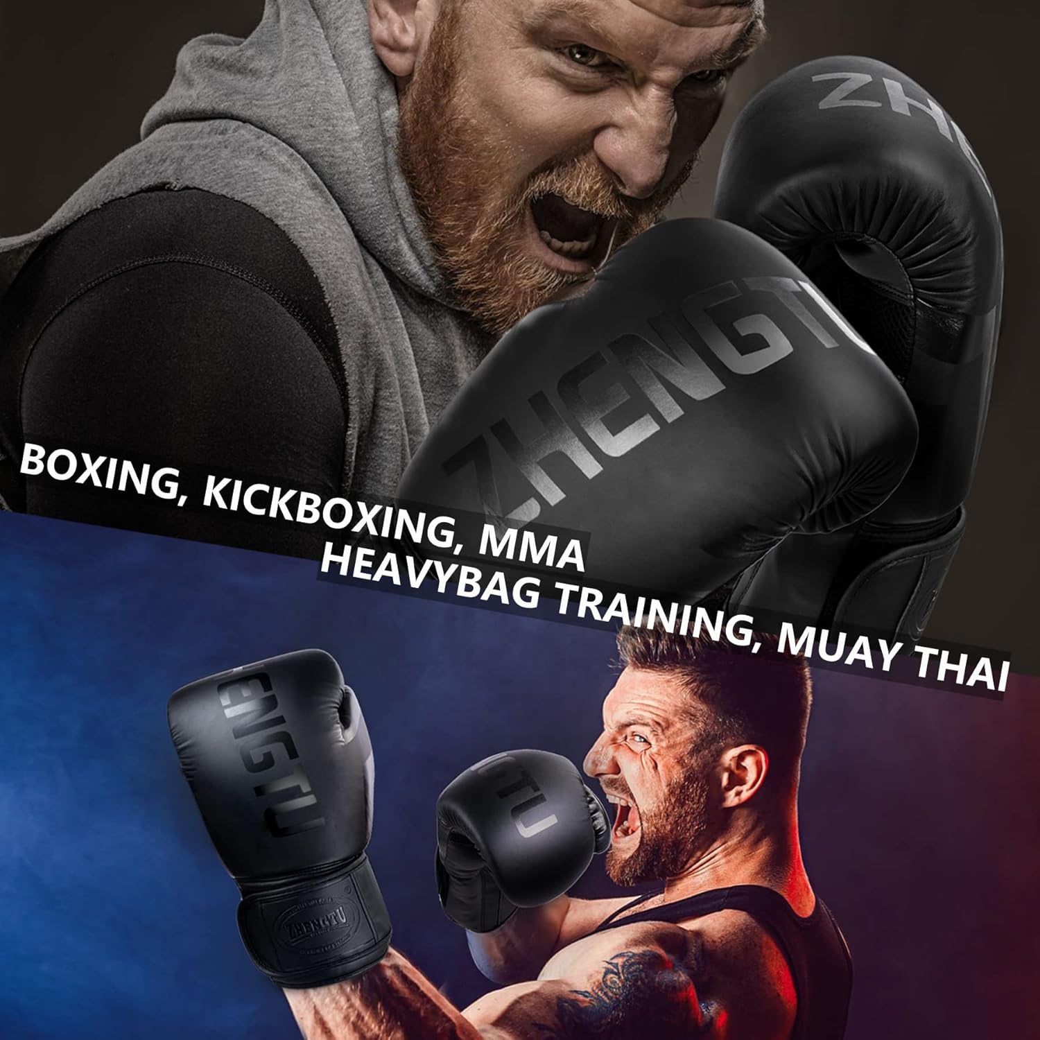 Guantes de boxeo para hombres y mujeres, guantes de kickboxing, guantes de entrenamiento de boxeo, guantes de combate de entrenamiento de boxeo,
