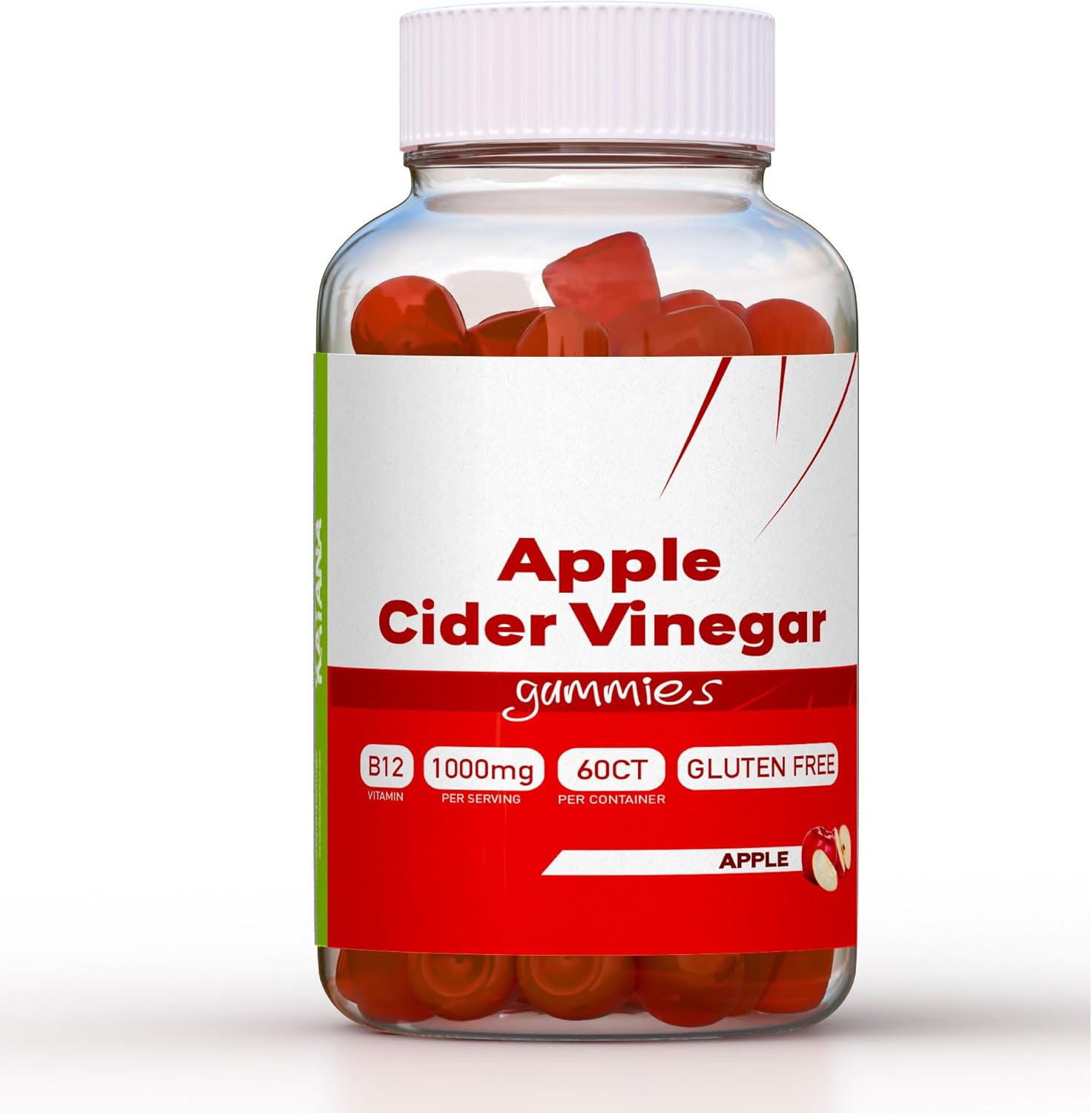Gomitas de vinagre de sidra de manzana, 60 unidades, B12, veganas, sin gluten