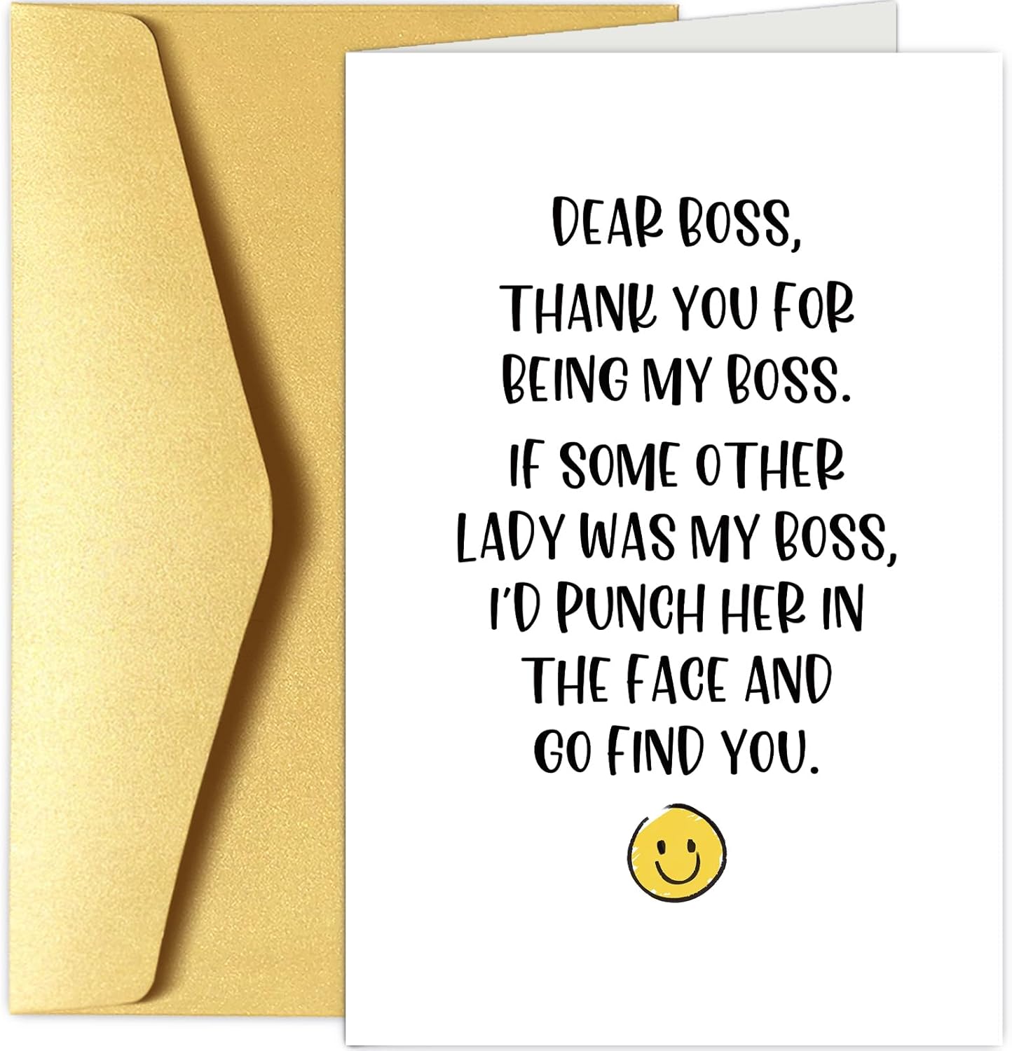 Tarjeta divertida del día del jefe para jefa, tarjeta de agradecimiento para mujer, regalo de jefa de empleado, tarjeta de agradecimiento por ser mi
