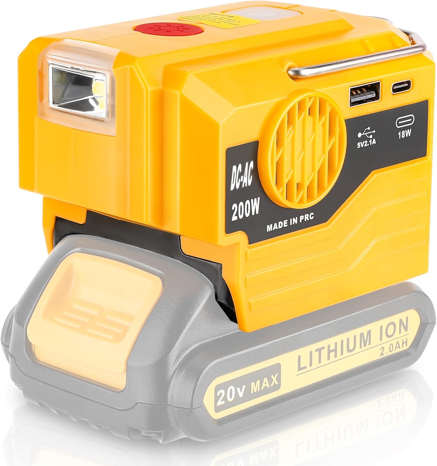 Hipoke Adaptador de corriente para batería Dewalt 20V MAX de iones de litio, inversor de 20 V a 120 V con puerto USB, puerto tipo C y luz LED de 280