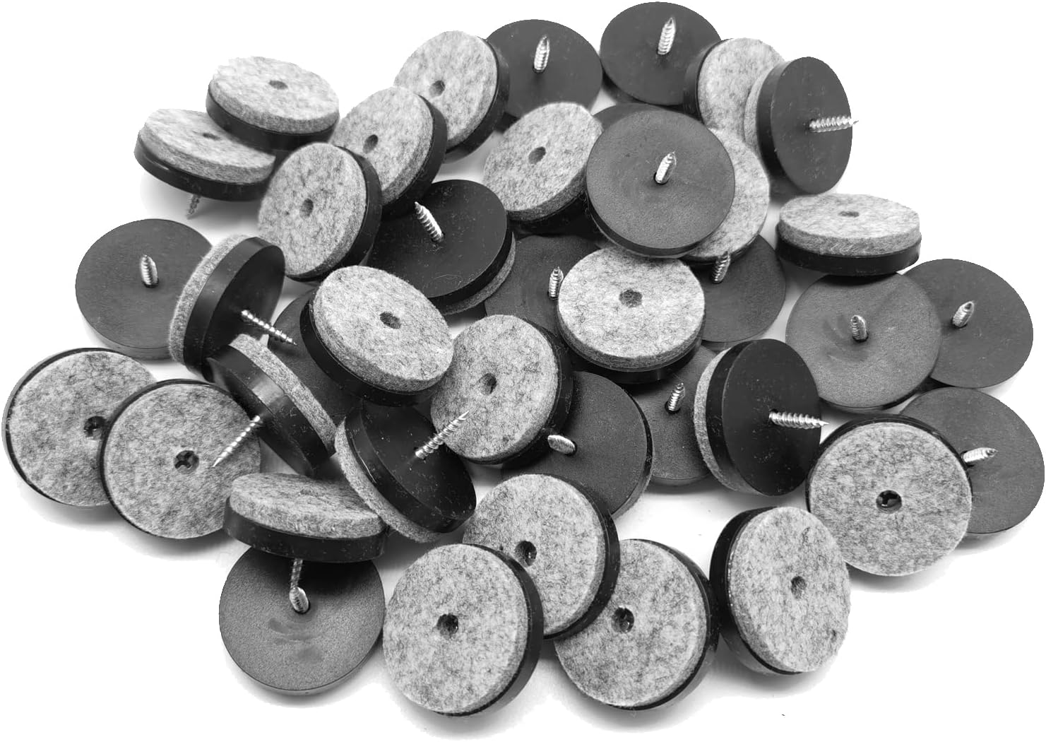 Almohadillas de fieltro atornilladas de 1-12 pulgadas, 40 unidades, protectores de suelo para patas de madera, color negro