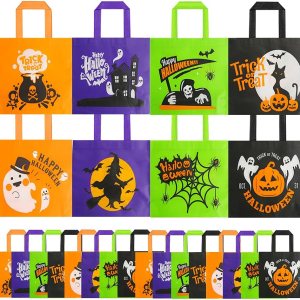 Shindel 24 bolsas de Halloween para dulce o truco, 13 x 10.2 pulgadas, grandes bolsas no tejidas para dulces y golosinas para niños, bolsas de Shindel 24 bolsas de Halloween para dulce o truco, 13 x 10.2 pulgadas, grandes bolsas no tejidas para dulces y golosinas para niños, bolsas de