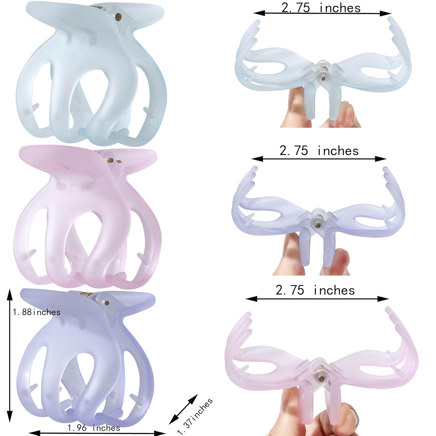 Pinzas pequeñas de garra para mujer, soporte para cola de caballo alta, lindas pinzas para cabello fino, pinzas parciales para moño, juego de 3