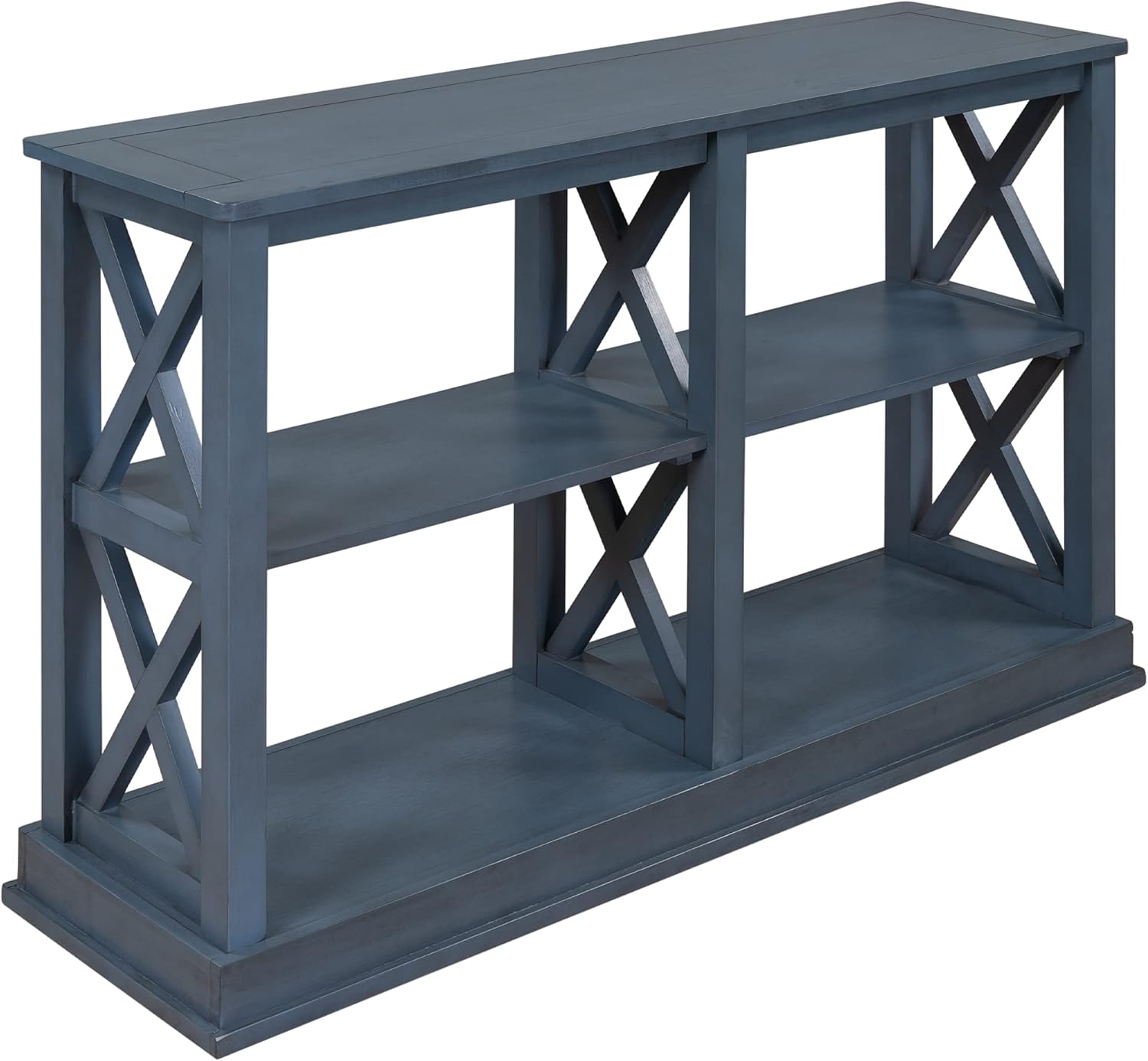LUMISOL Mesa de sofá estrecha con 3 niveles de almacenamiento para entrada, mesa de vestíbulo en forma de X, mesa de pasillo, mesa de sofá larga y
