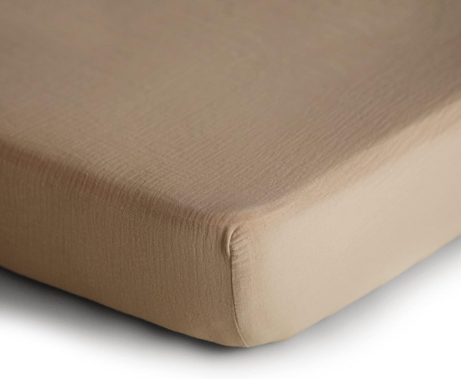 mushie Sábana bajera ajustable de muselina extra suave para cuna  24 x 38 pulgadas (gris pardo pálido)
