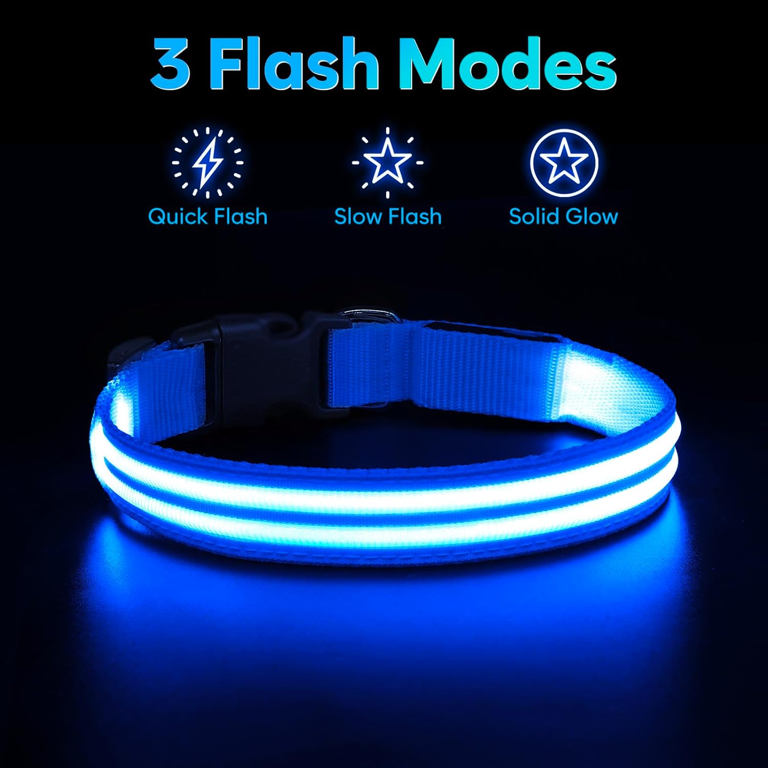Dolitego Collares de perro iluminados  Collares de perro recargables que brillan en la oscuridad, collar LED ajustable para perro, luces de perro