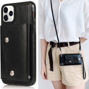 LUVI Funda para iPhone 11 Pro Max con correa para el cuello, correa cruzada, correa de muñeca, funda protectora con ranura para tarjeta de crédito, LUVI Funda para iPhone 11 Pro Max con correa para el cuello, correa cruzada, correa de muñeca, funda protectora con ranura para tarjeta de crédito,