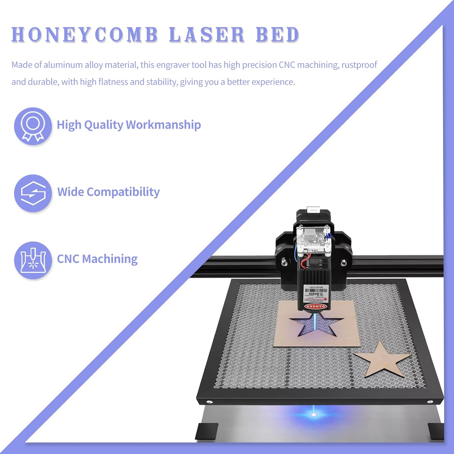 Cama láser de nido de abeja, mesa de trabajo de panal láser mecanizada CNC de 15.748×15.748 in, diseño de rejilla uniforme, buenos accesorios de