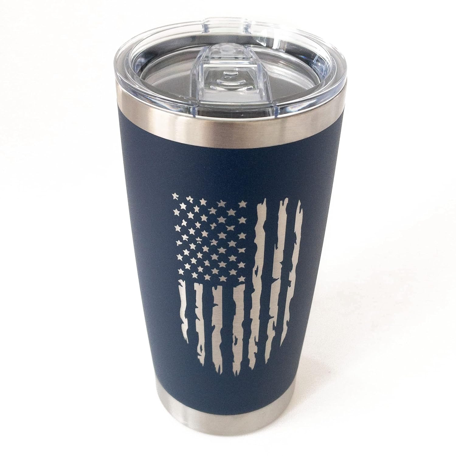 American Flag Coffee Tumbler, Patriotic Coffee Mug, Navy Blue Tumbler, Travel Coffee Mug for Men