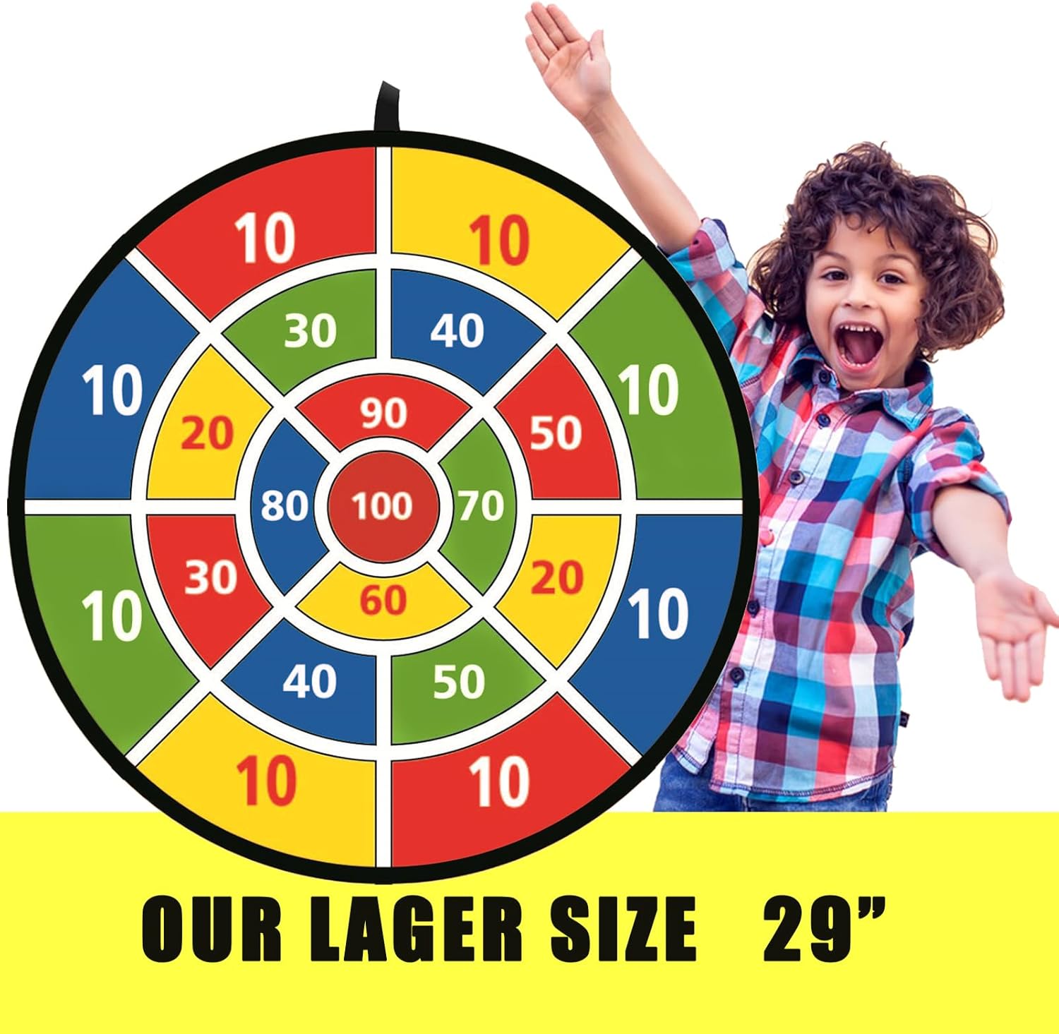 Tablero de dardos grande para niños, tablero de dardos para niños de 29 pulgadas con bolas adhesivas, para interioresdeportes al aire libre, fiesta,