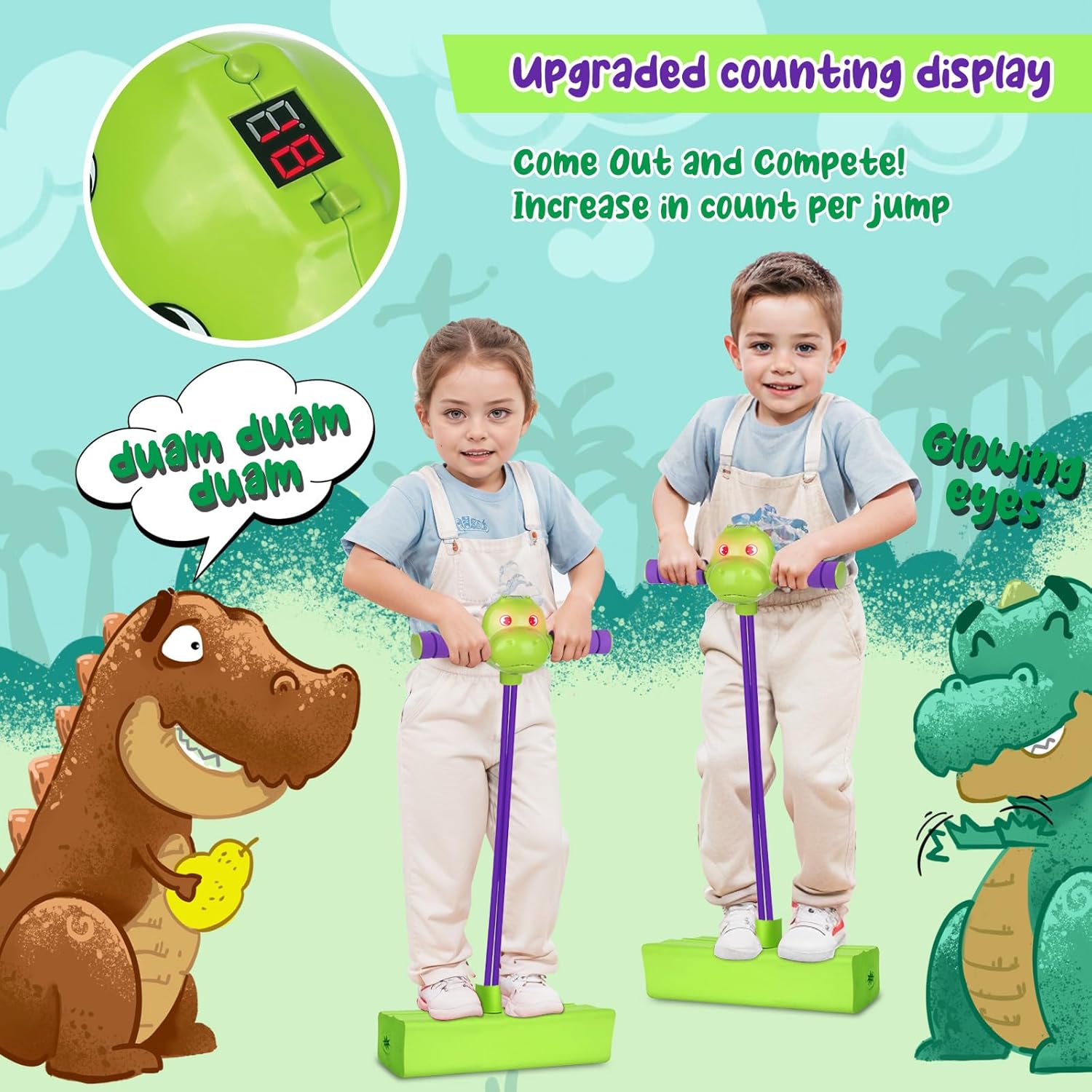 Palo de dinosaurio con cuenta, voces de aliento, música y luz para niños de 3 a 10 años, juguetes de espuma para niños y niñas de hasta 250 libras,