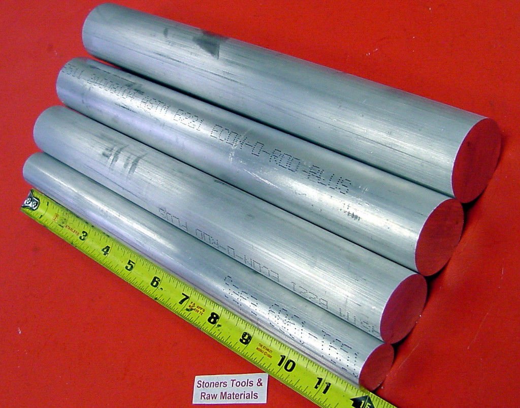 Surtido de varillas redondas de aluminio de 4 piezas de 1″, 1-14″, 1-12″ y 1-58″ de diámetro 6061 No 7.2 Extruded Torno Bar Stock
