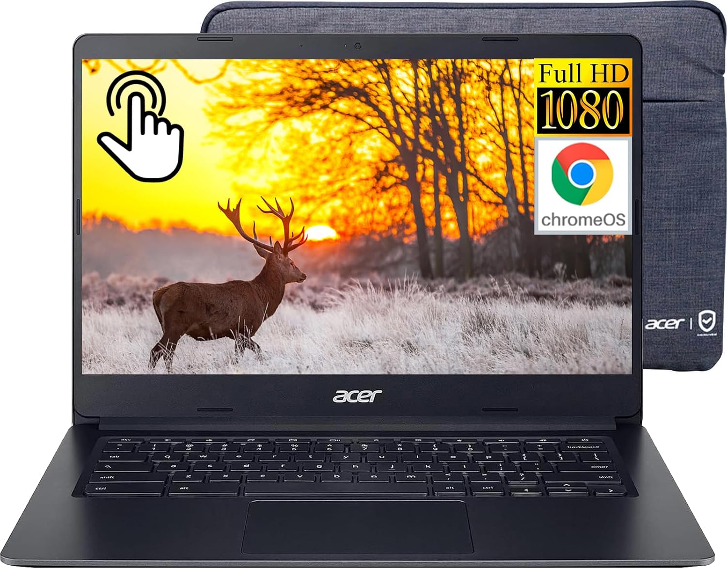 acer Laptop con pantalla táctil Chromebook 314 2023, FHD IPS táctil de 14 pulgadas, procesador Intel Celeron de doble núcleo, 4 GB de RAM, 64 GB