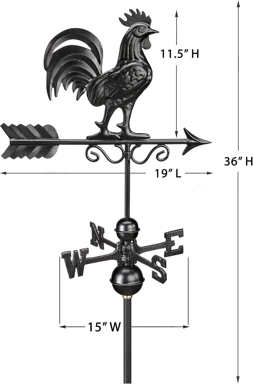 Bantam Rooster Weathervane 1975K – Acabado negro por Good Directions